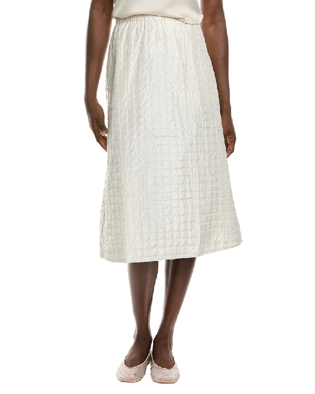 EILEEN FISHER Habutai Quilted Silk A-Line Skirt corduroy skirt durable