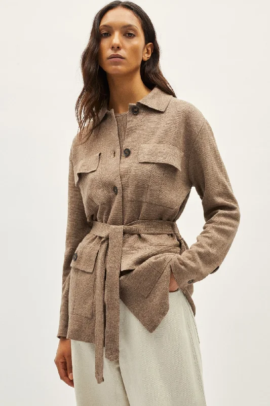 The Linen Cotton Sahariana Jacket Hooded Jacket Caped Jacket Shawl Collar Jacket