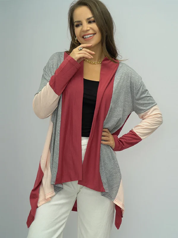Color Block Open Front Cardigan Modern Contemporary chic