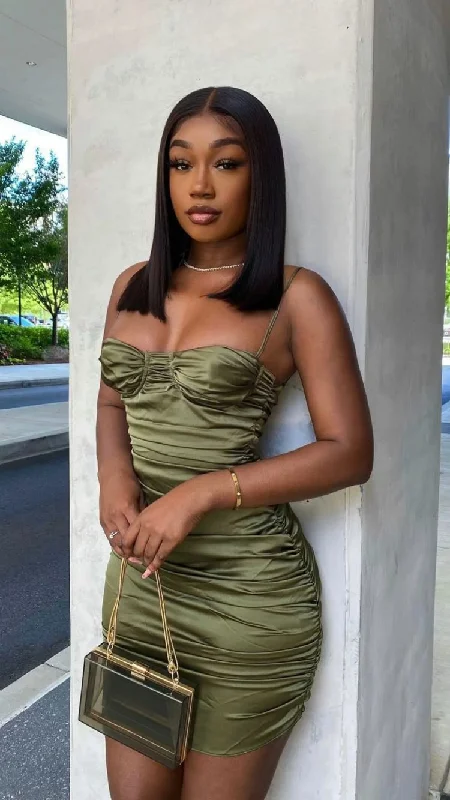 Olive Green Spaghetti Straps Ruched Short Party Dress Sexy Homecming Dress c3138 Boatneck Modish Everyday Olive Green Spaghetti Straps Ruched Short Party Dress Sexy Homecming Dress c3138 Boatneck Modish Everyday