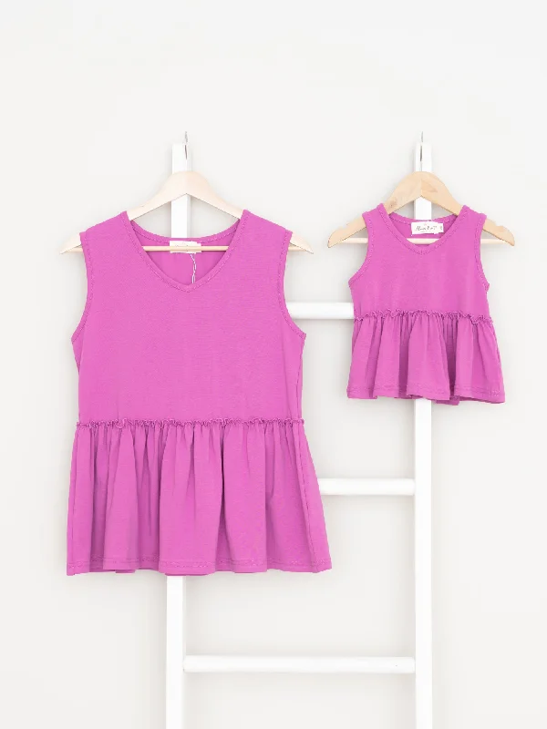 Mom & Me Purple Peplum Tank lace tank top