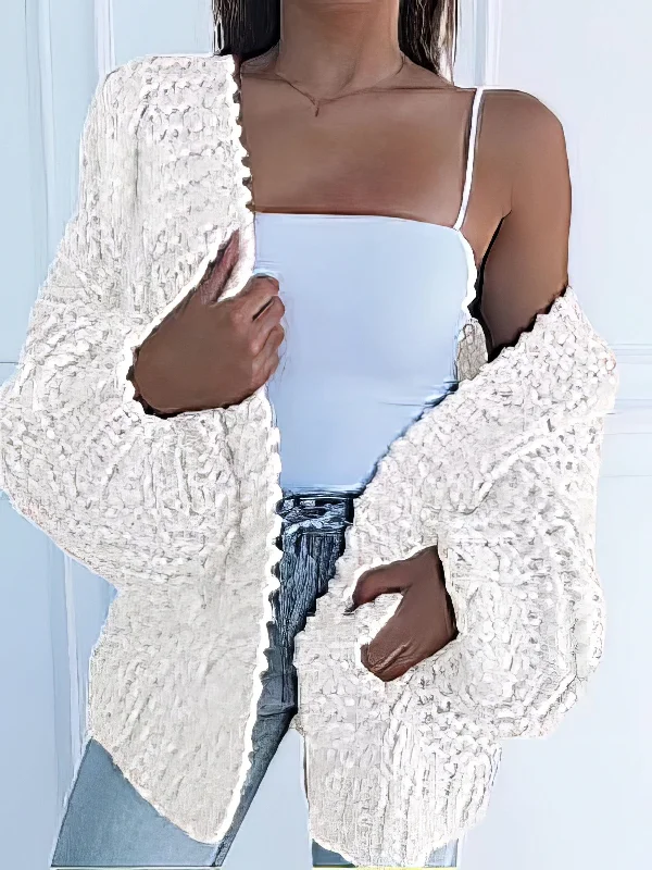 Chunky Knit Cardigan for Women Elasticated Padded Insulated