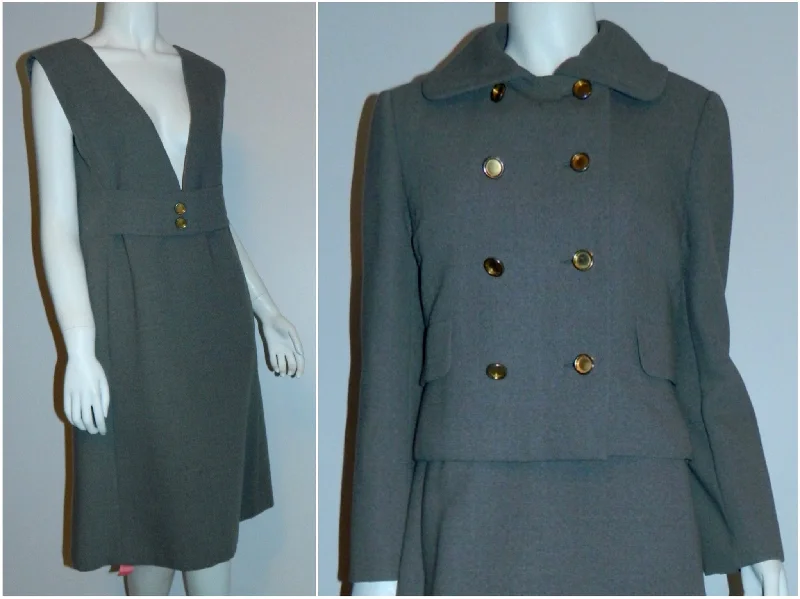 vintage 1960s ORIGINALA dress suit gray wool jumper / pea coat jacket S Appliqued Jacket Beaded Jacket Sequined Jacket vintage 1960s ORIGINALA dress suit gray wool jumper / pea coat jacket S Appliqued Jacket Beaded Jacket Sequined Jacket