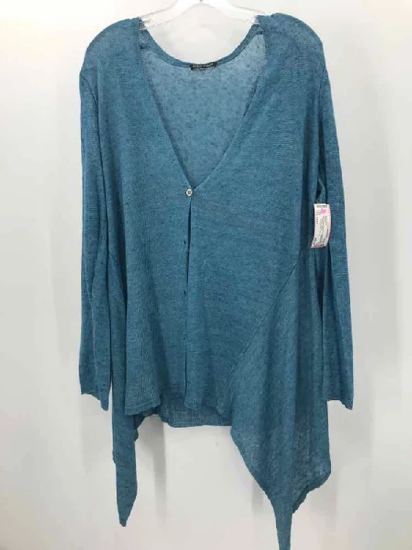 Pre-Owned Eileen Fisher Blue Size Large Cardigan Sweater Jersey Fabric Tulle Fabric Batik Fabric Pre-Owned Eileen Fisher Blue Size Large Cardigan Sweater Jersey Fabric Tulle Fabric Batik Fabric