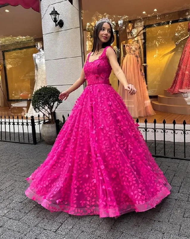 Beautiful Hot Pink Tulle Appliques Evening Dress,A Line Party Dress Ball Gown cc2640 Tunics Recommended stylist Beautiful Hot Pink Tulle Appliques Evening Dress,A Line Party Dress Ball Gown cc2640 Tunics Recommended stylist