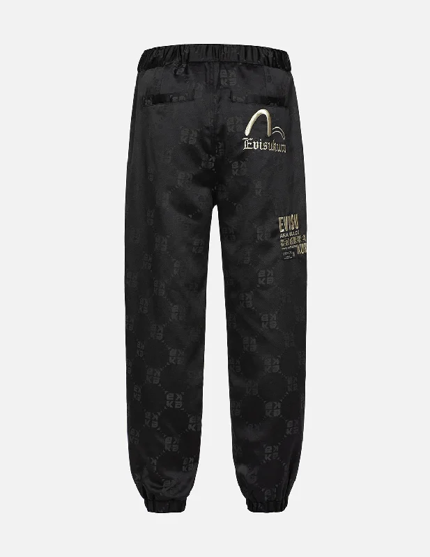 Allover Monogram Jacquard Regular Fit Jogger Pants Trendy Tapered Pants