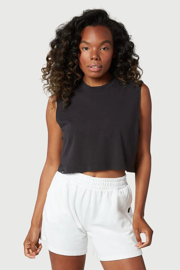 Ella Boxy Tank- Black flexible tank top