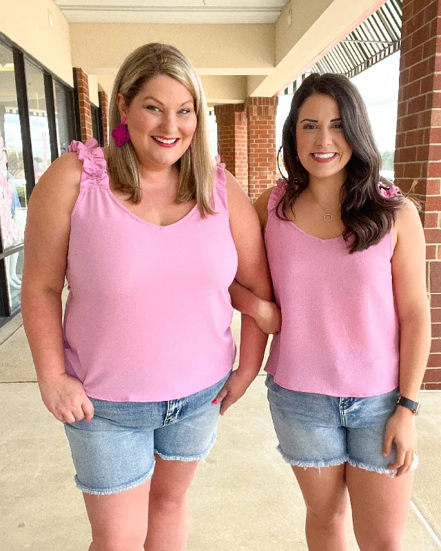 FINAL SALE Ruffle Sleeve Tank - Blossom gym tank top