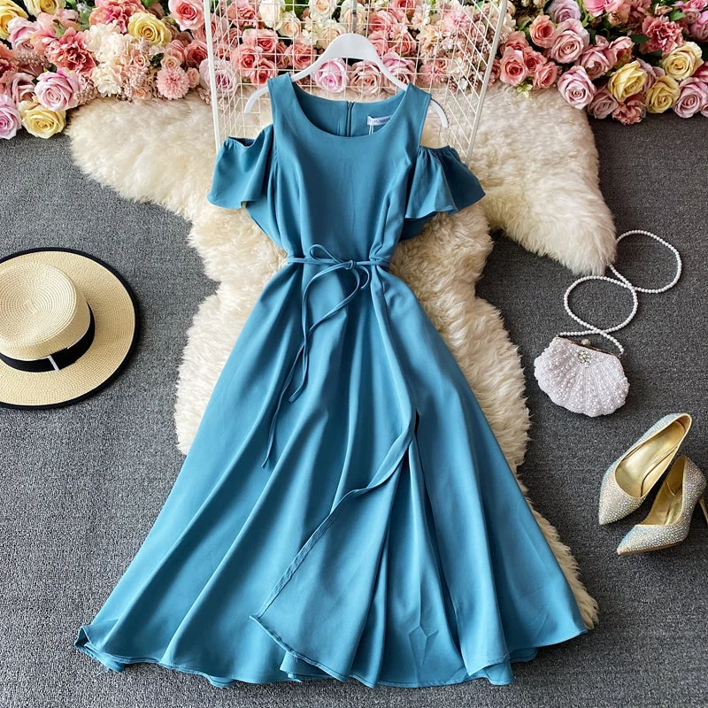 Slim waist, off shoulder, age reducing temperament, large swing skirt  3287 velvet skirt luxury