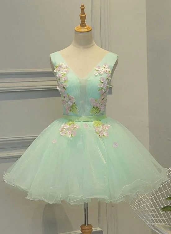 Lovely Light Green Tulle Floral Teen Party Dresses, 16 Party Dresses, Girls Formal Dresses Tunics Running lightweight Lovely Light Green Tulle Floral Teen Party Dresses, 16 Party Dresses, Girls Formal Dresses Tunics Running lightweight