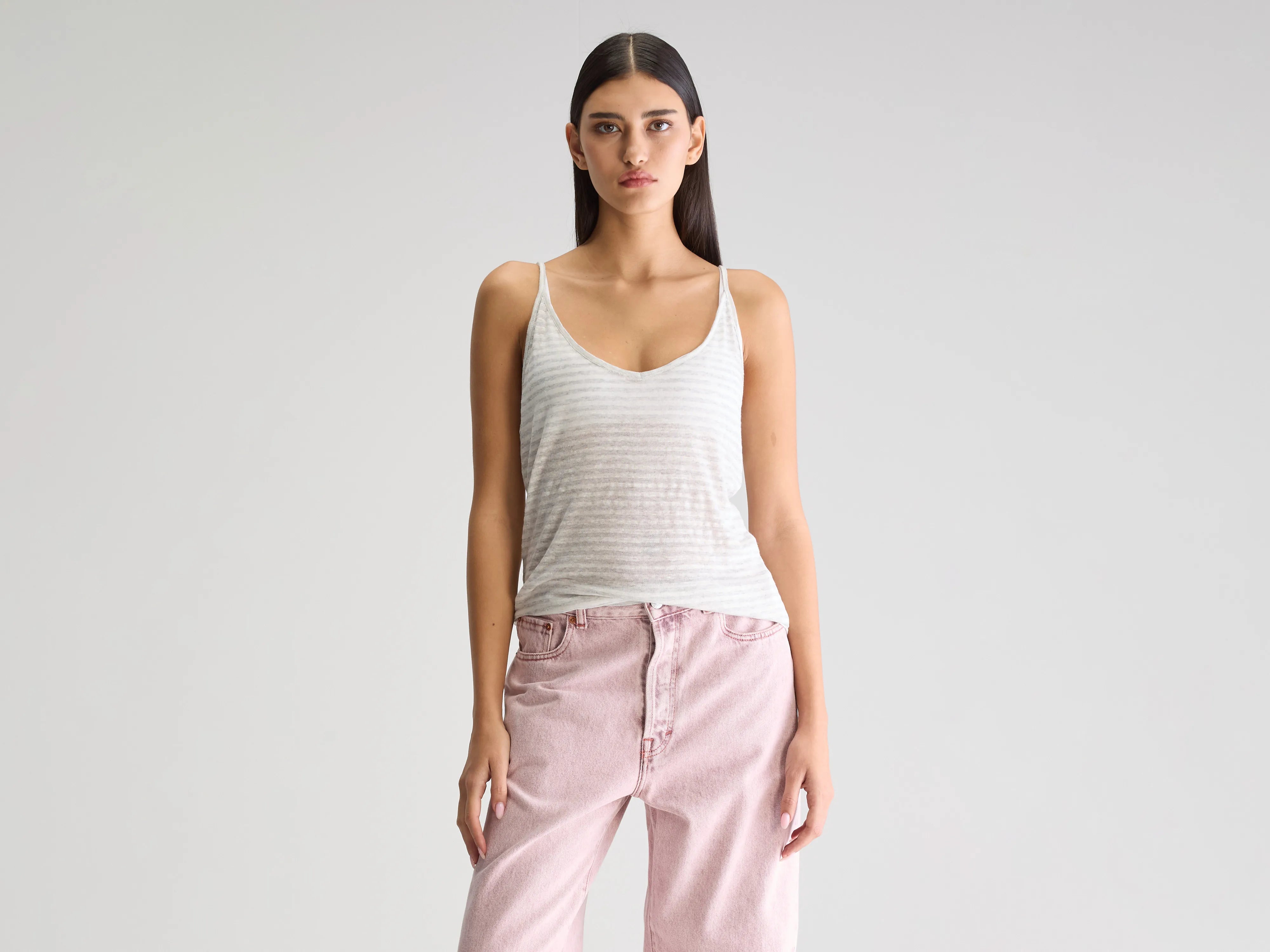 Vivian v-neck tank top (251 / W / STRIPE B) cotton tank top