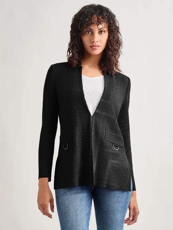 Inverted Notch Collar Tailored Knit Jacket Jacket Blazer Coat