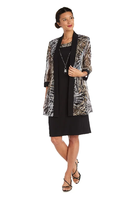 R&M Richards 7953 Two Piece Short Jacket Dress A-Line Jacket Boat Neck Shawl Collar