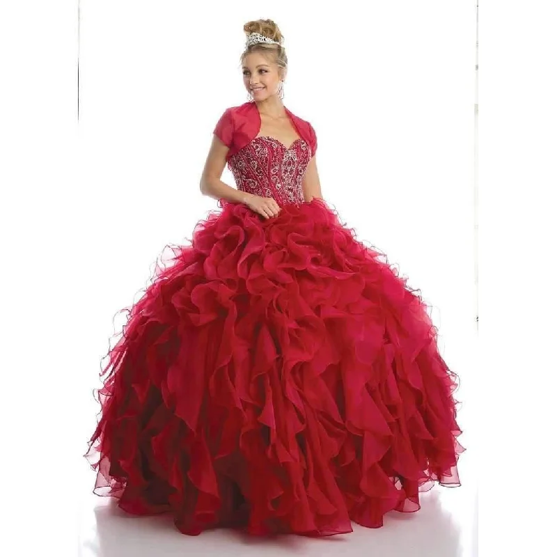 Long Strapless Quinceanera Ruffled Skirt Ball Gown linen skirt natural