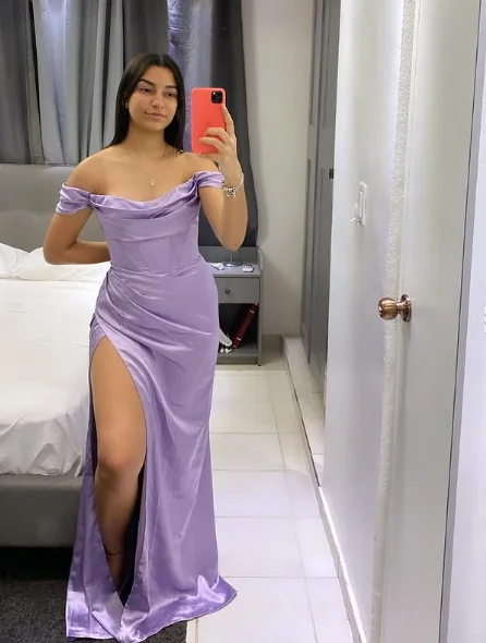 Classy Off The Shoulder Party Dress,Lilac Mermaid Slit Prom Dress Evening Dress cc2751 Tunics New arrival Classy Off The Shoulder Party Dress,Lilac Mermaid Slit Prom Dress Evening Dress cc2751 Tunics New arrival