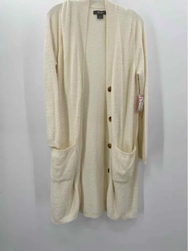 Pre-Owned Natural Reflections Ivory Size Large Cardigan Sweater Striped Floral Plaid Pre-Owned Natural Reflections Ivory Size Large Cardigan Sweater Striped Floral Plaid