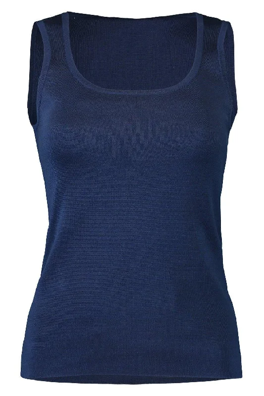 Interlock Tank - Navy scoop neck tank