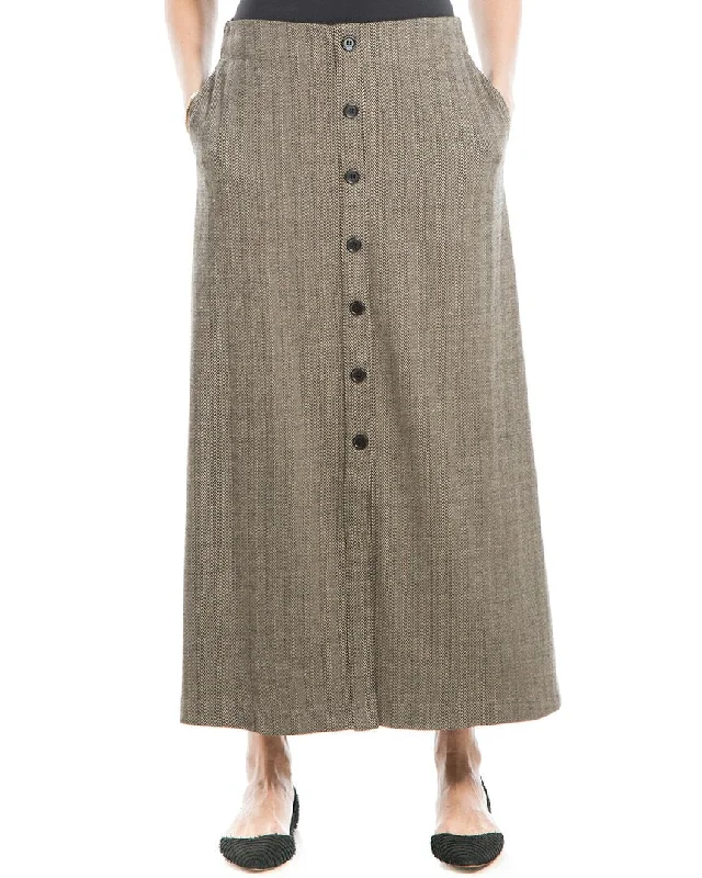 Max Studio Double Knit Button Front Maxi Skirt asymmetrical skirt cut