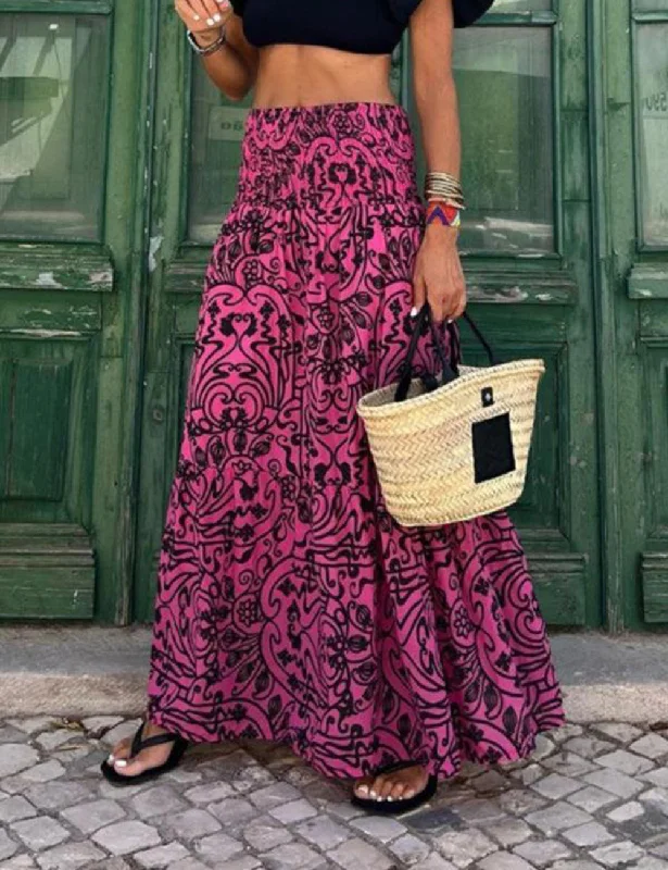 Resort Style Stylish Casual Printed Skirt denim skirt durable