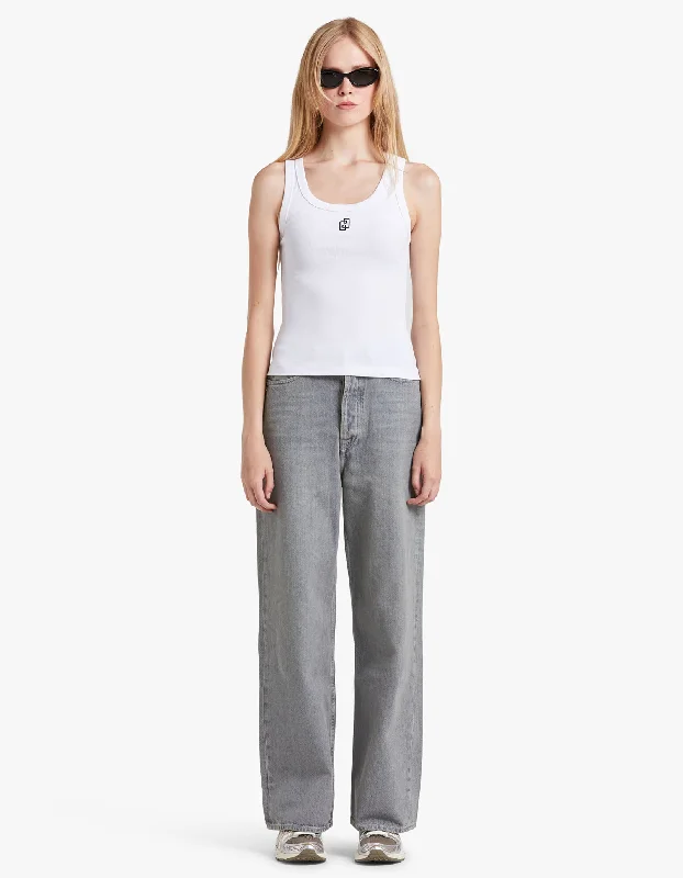 Kendall Monogram Tank - White flexible tank top
