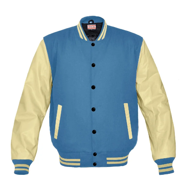Original American Varsity Cream Leather Sleeve Letterman College Baseball Women Wool Jackets #CRSL-CRSTR-BB Ribbed Jacket Pleated Jacket Ruffled Jacket Original American Varsity Cream Leather Sleeve Letterman College Baseball Women Wool Jackets #CRSL-CRSTR-BB Ribbed Jacket Pleated Jacket Ruffled Jacket