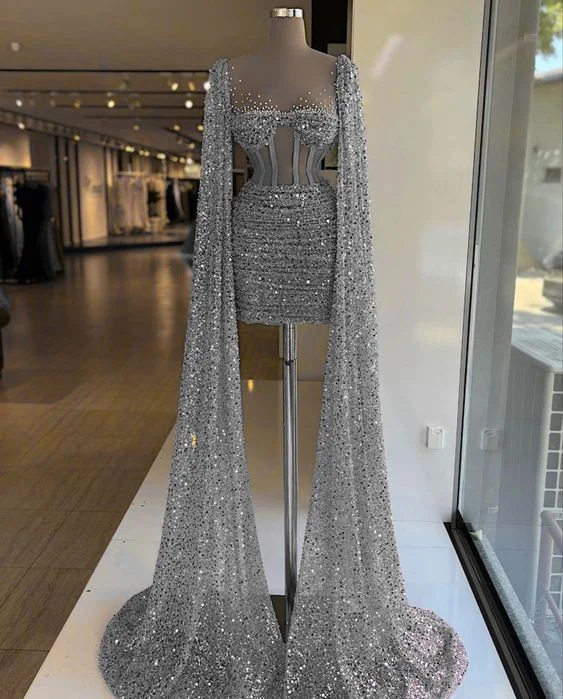 Grey Sequins Mini Homecoming Dress With Long Sleeves Sparkly Party Dress c2822 Peplum Ruffle Cocktail Grey Sequins Mini Homecoming Dress With Long Sleeves Sparkly Party Dress c2822 Peplum Ruffle Cocktail