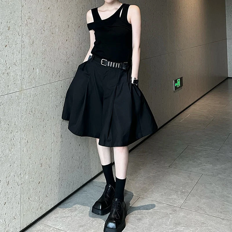 High Waist Pleated Skirt Pants Casual Track Pants