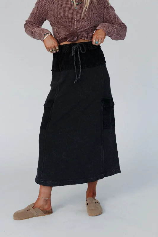 Sun Oasis Skirt - Black denim skirt casual