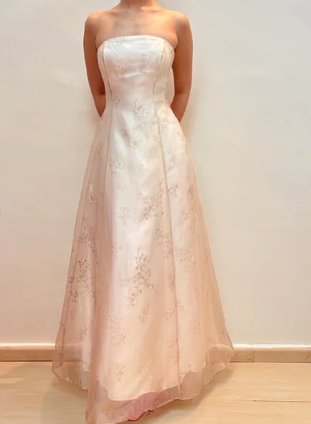 Champagne Strapless Tulle Sequins Party Dress A Line Evening Dress cc2617 High-Low Hemline Casual Champagne Strapless Tulle Sequins Party Dress A Line Evening Dress cc2617 High-Low Hemline Casual
