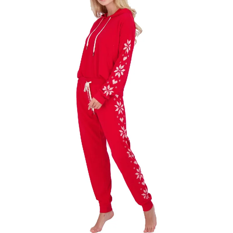 PJ Salvage Women's Frosted Fairisle Print Drawstring Jogger Loungewear Pants High-Waist Jeans