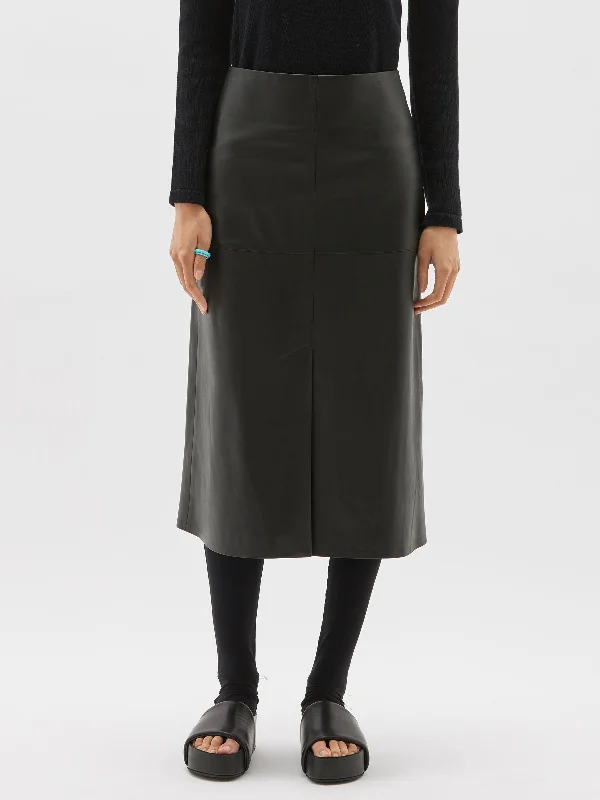 a line leather skirt chiffon skirt flowing
