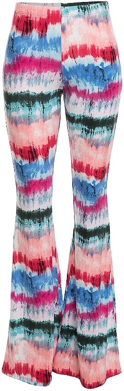 FASHIONOMICS Women's USA Fashion Boho Print & Solid Comfy Stretchy Bell Bottom Flare Palazzo Pants Relaxed Fit Trousers