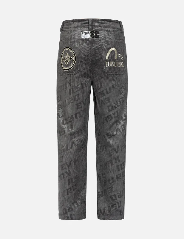 Allover Monogram Embossing Wide-leg Corduroy Pants Classic Straight Pants