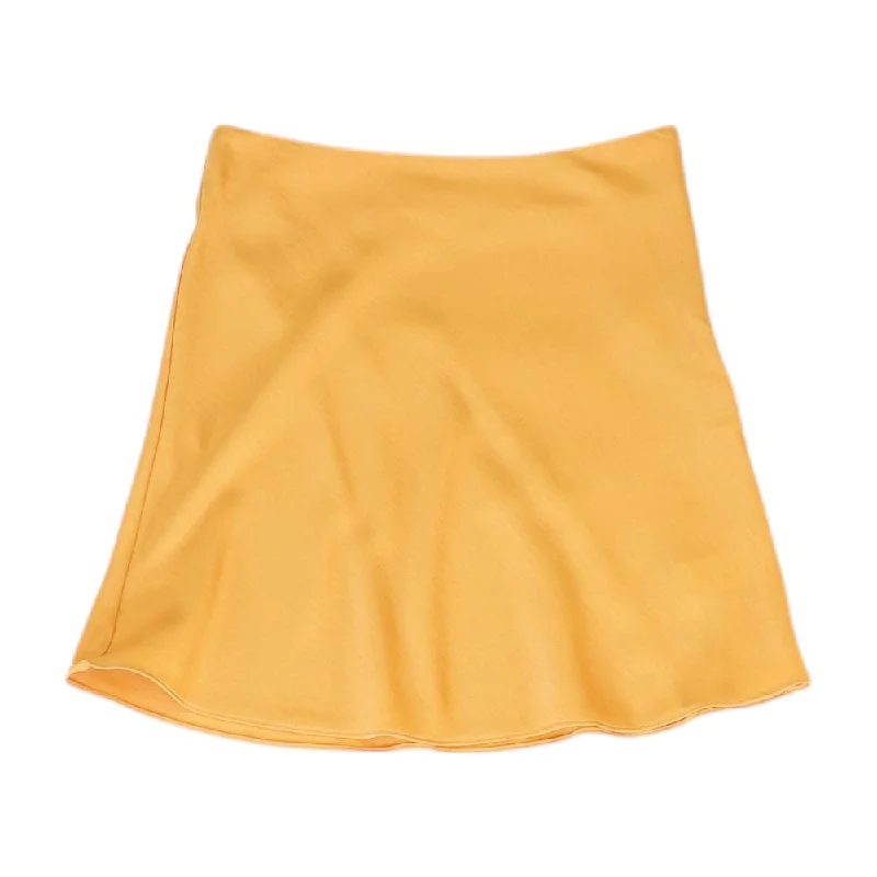 Orange Solid Mini Skirt chiffon skirt airy
