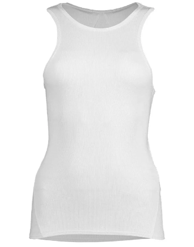 The Essential Rib Tank - White print tank top