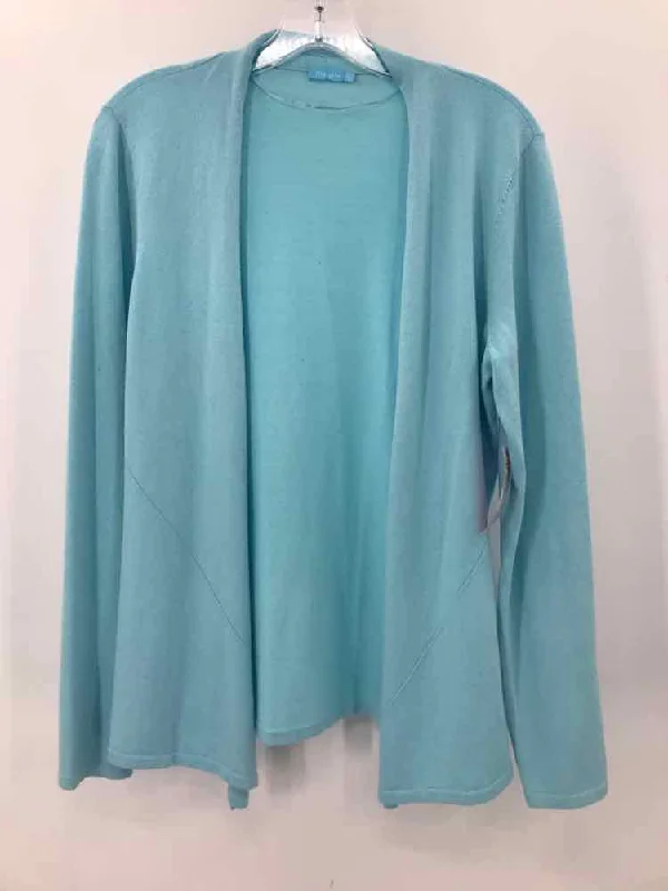 Pre-Owned J Mclaughlin Blue Size Medium Cardigan Sweater Print Jacquard Patchwork