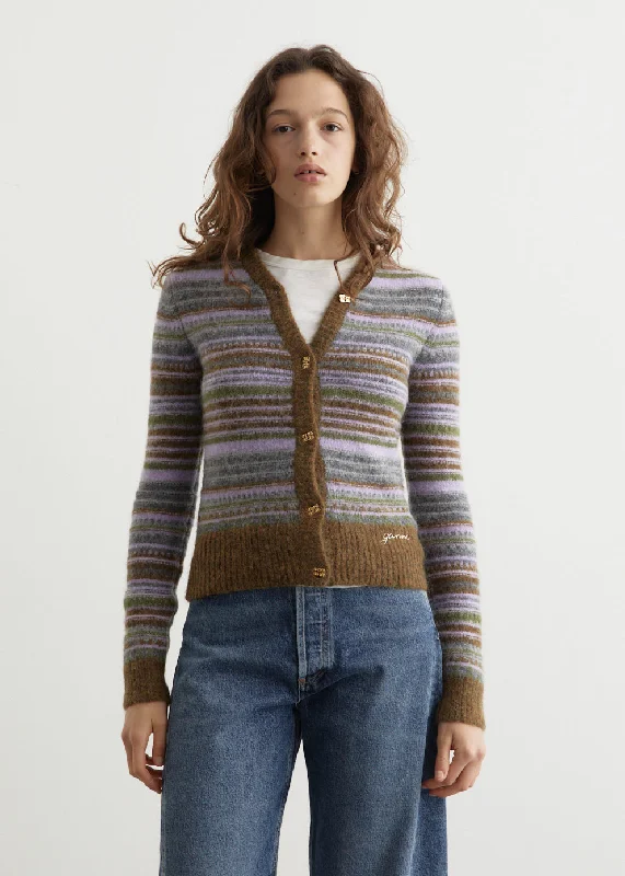 Soft Wool Stripe Cardigan Plaid Cardigan Polka Dot Checkered