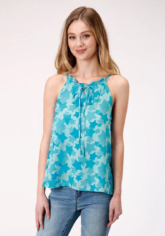 Roper Womens Blue Rayon/Nylon Rodeo Star S/L Tank Top essential tank top