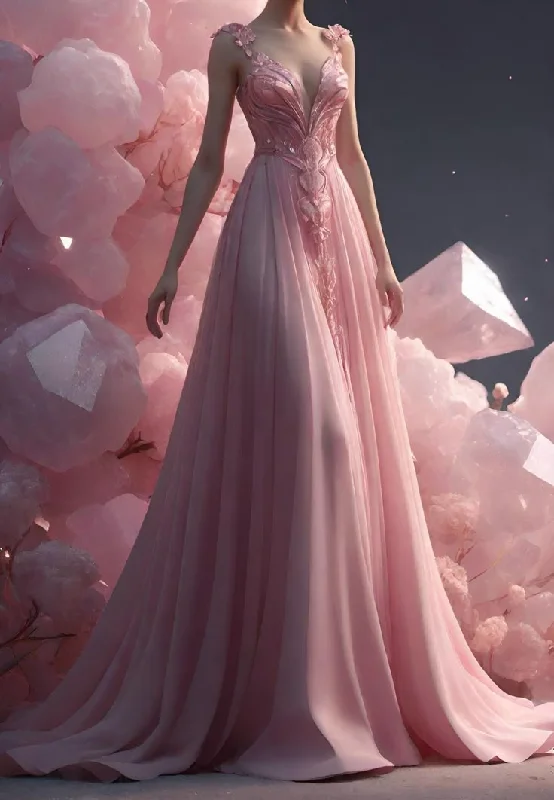 Pretty Pink Chiffon Appliques Prom Dress,Long A Line Prom Party Dress cc2784 Tunics Bridal satin Pretty Pink Chiffon Appliques Prom Dress,Long A Line Prom Party Dress cc2784 Tunics Bridal satin