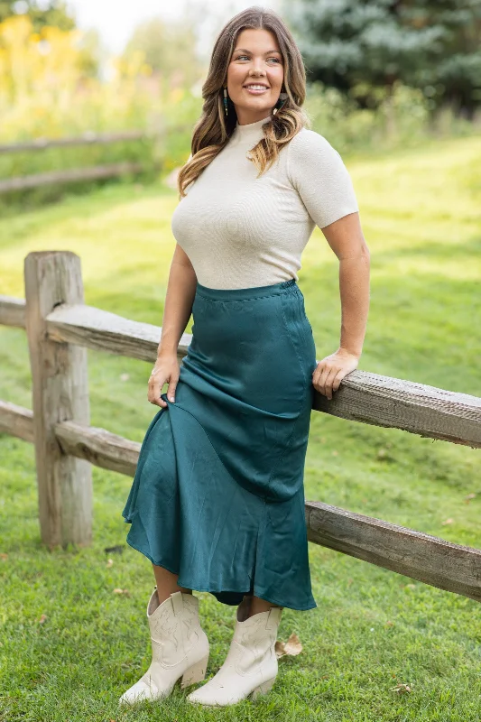 Teal Midi Skirt velvet skirt rich