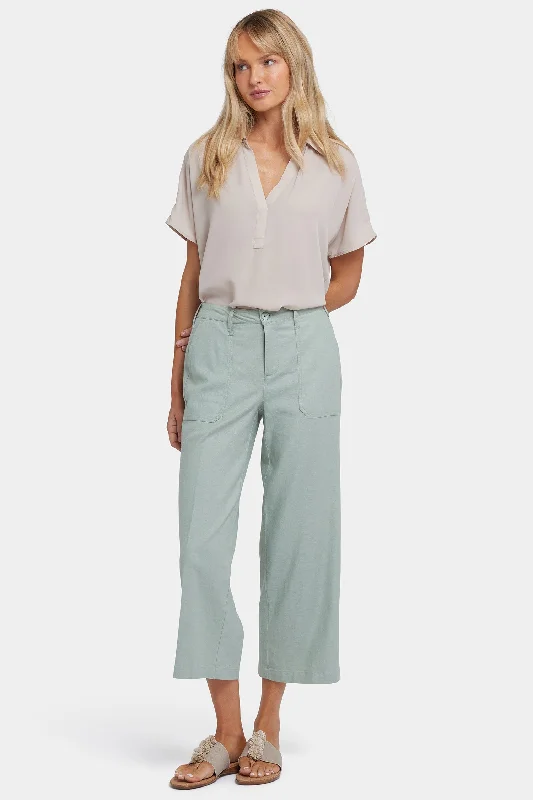 Wide Leg Cargo Capri Pants - Tomatillo Elegant Trouser Pants
