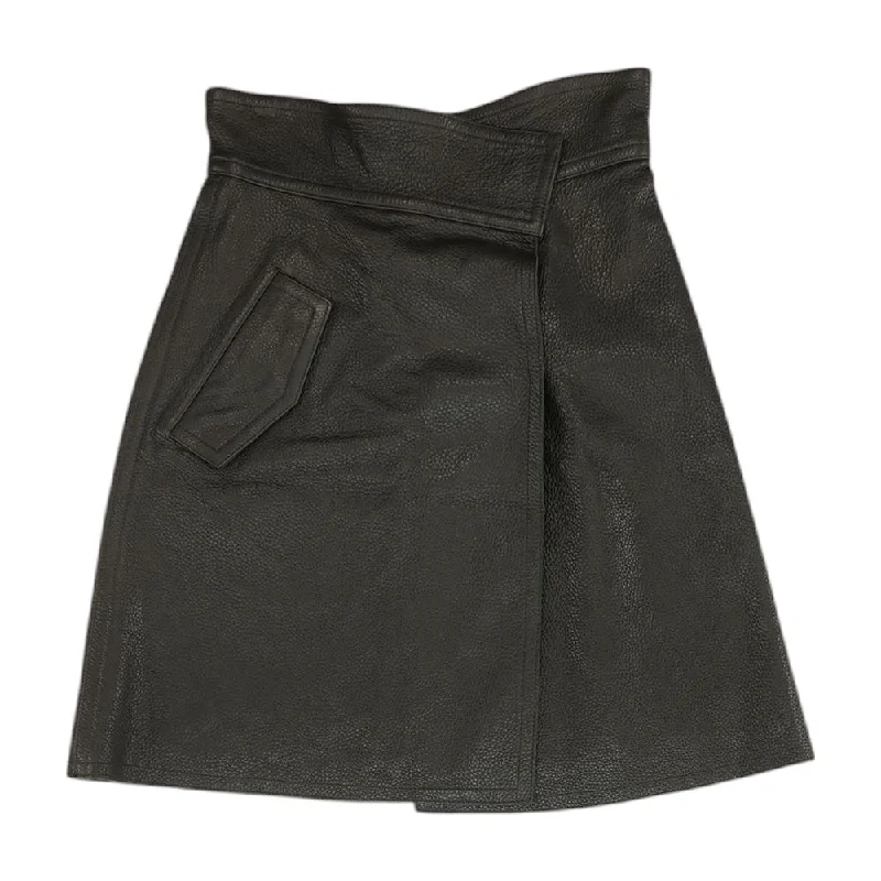 Wrap Effect Textured Leather Skirt floral skirt print