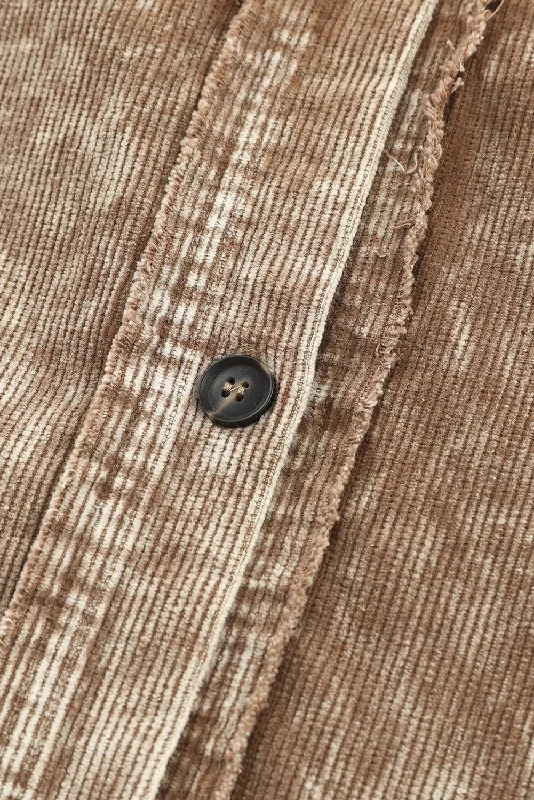 Autumn Corduroy Jacket Front Pockets Side Pockets Patch Pockets