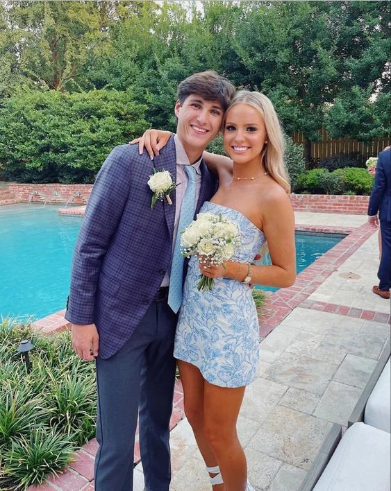 Sweet Blue Strapless Homecoming Dress Short Party Dress, DP2322 Tunics Seasonal trendy Sweet Blue Strapless Homecoming Dress Short Party Dress, DP2322 Tunics Seasonal trendy