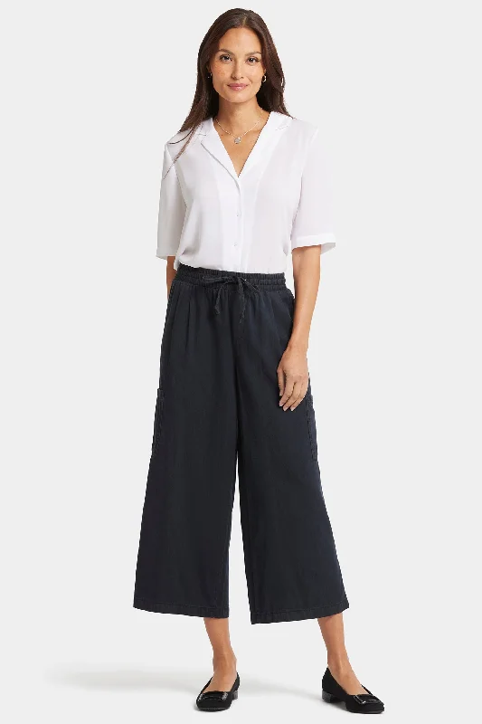 Whitney Crop Pull-On Cargo Pants  - Overdye Black High-Waist Jeans