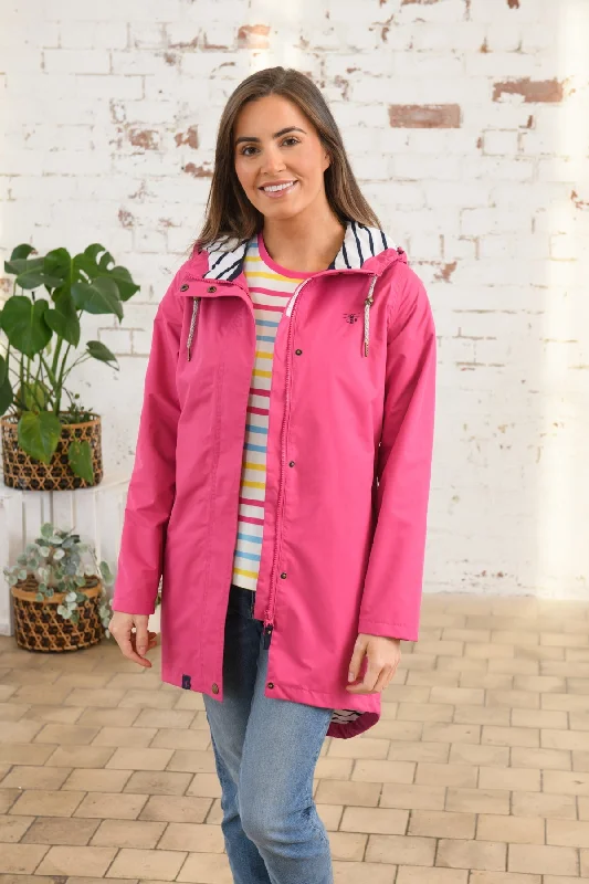Long Beachcomber Jacket - Azalea Pink Belted Jacket Elasticated Jacket Padded Jacket Long Beachcomber Jacket - Azalea Pink Belted Jacket Elasticated Jacket Padded Jacket
