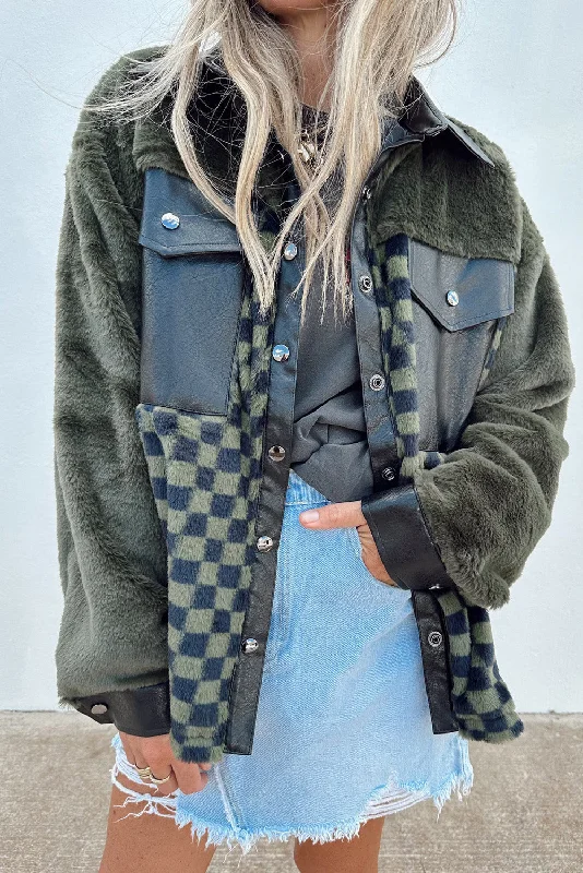 Fleece Checkerboard Flap Pocket Snap Button Jacket Nylon Jacket Polyester Jacket Spandex Jacket Fleece Checkerboard Flap Pocket Snap Button Jacket Nylon Jacket Polyester Jacket Spandex Jacket