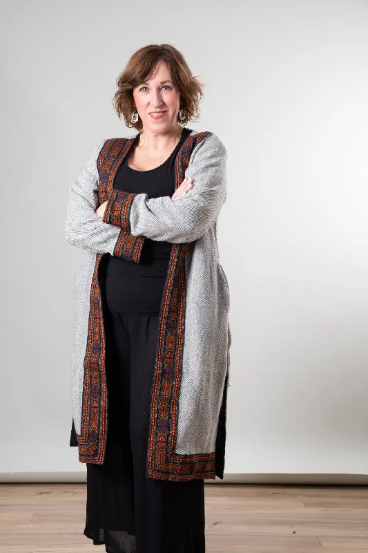 Liya Woven Long Cardigan Thin Thick Dense