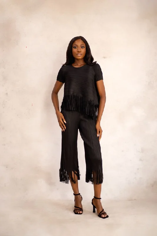 CALLIE ZUKI PANT SET - BLACK Slim-Fit Khaki Pants