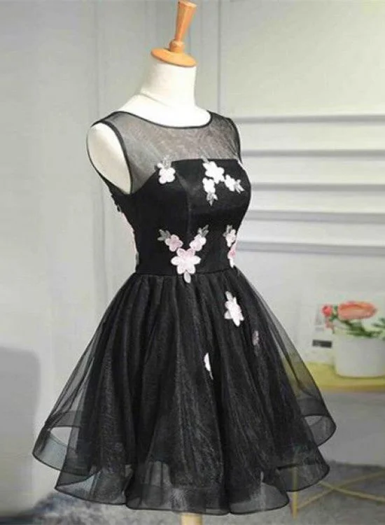 Black Tulle O Neckline Short Homecoming Dresses, Black Party Dresses, Short Party Dress Tunics Leisure comfortable Black Tulle O Neckline Short Homecoming Dresses, Black Party Dresses, Short Party Dress Tunics Leisure comfortable